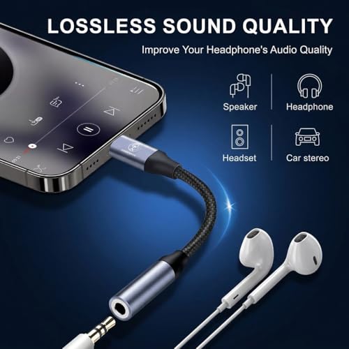 Image of AUDIOCULAR D13 Type C to 3.5mm DAC Dongle, Portable Audio Adapter with Built-in DAC Chip, 16bit /48kHz HiFi Sound, Compatible with iPhone 16 /15 Series, Galaxy, Pixel, iPad & USB-C Devices (Black)
