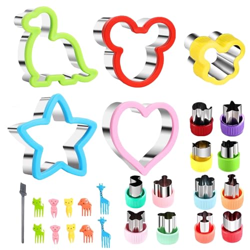 Cortador de Galletas Sándwich 28 Piezas, Moldes de Galletas de Acero Inoxidable, Cortador de Sándwich para Niños para Frutas Moldes Reposteria para Fondant, Tartas, Galletas, Sándwiches
