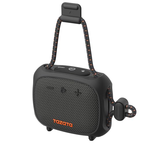 TAZATA Rugged Outdoor Speaker, IPX7 Waterproof,Floating Bluetooth Speaker with 11H Playtime,TWS Pairing,Built-in Strap for Cycling,Fishing,Shower,Camping,Travel Gift