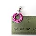 Hot pink pendant necklace, handmade chainmail love knot, small circle jewelry