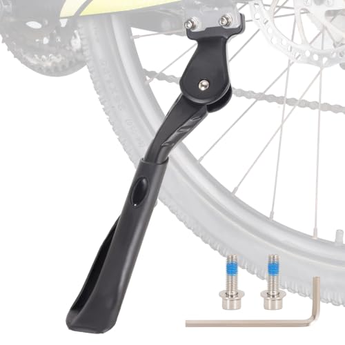 Image of Bike Kickstand for Adult Bike, Black | Adjustable Bicycle Kickstand for 24 inch-29 inch Bikes, Kickstand for Kids Bike, Ebike, Mountain Bike, Bike Accessories