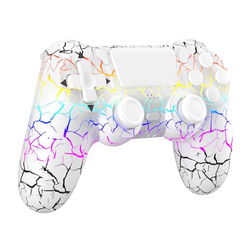 CSWXIO Wireless Controller für PS4, Game Controller kompatibel mit PS4/Pro/Slim/PC, Gamepad Joystick mit RGB LED, Dual Vibration, 6-Achsen Gyro Sensor, Audiobuchse, Touchpanel