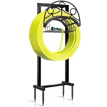 Garden Hose Holder Detachable Water Hose Holders Stand, Holds 160-Feet Hose, Freestanding Metal Hose Storage Hanger Rack with Storage Basket for Outside Yard Lawn Farm