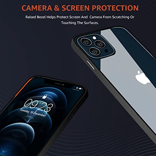 Image of amazon basics Ultra Hybrid Polycarbonate,Thermoplastic Polyurethane Camera Protection Back Cover Case For Iphone 12 Pro Max (Back Transparent-Sides Black)