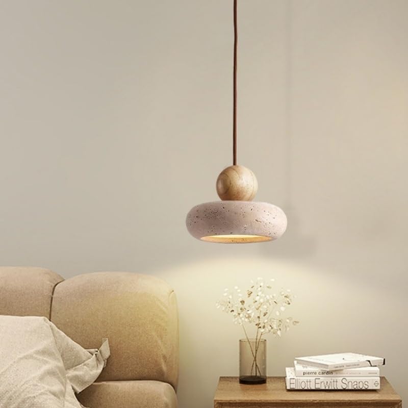 Suspension LED en bois travertin jaune résout manque luminosité table
