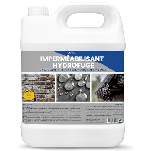 PLANTAWA Imperméabilisant Transparent 5L | Imperméabilisant Invisible, non Filmogène, Protection Totale sur Façades, Béton, Terrasses, Toitures | Hydrofuge, Résistant à l'Eau