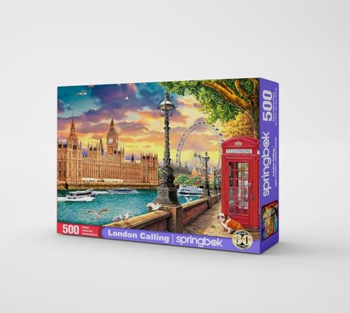Rompecabezas Springbok London Calling de 500 piezas para adultos | Rompecabezas de viaje con piezas únicas, fabricado en EE.UU., materiales ecológicos con icónicos lugares turísticos y encanto de Londres miniatura 2