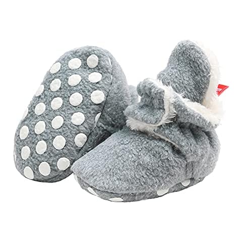 Kfnire Cozy Fleece Baby Booties with Cotton Lined, Anti-Slip & Soft Sole Newborn Baby Booties 0-18Months Sock Shoes Unisex Baby Slipper Winter Warm Shoes Cover