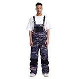 GSOU SNOW Herren Ski Bib Schnee Latzhose Skihose Snowboardhose - Multi Pockets Leicht Wasserdicht Winddicht Atmungsaktiv Warm