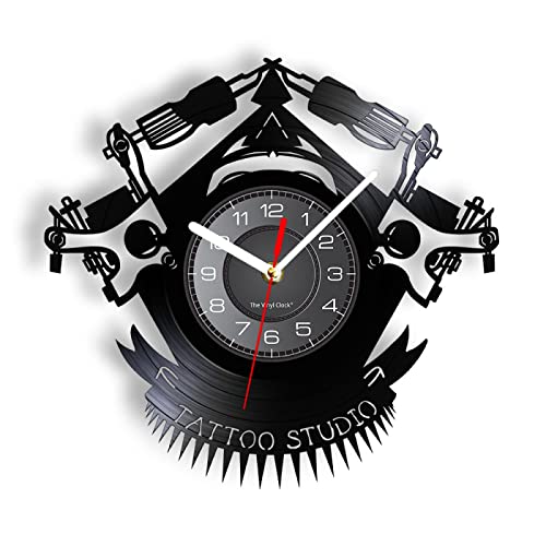 NIUBB Vinyle Horloge 30cm Vintage Custom Tattoo Vinyl Record Wall Clock Custom Your Design Logo Image Tattoo Shop Wall Clock Tattooist Gift