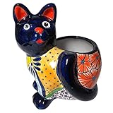 Talavera Pottery Store Callie Cat Planter Hand Painted Cat Indoor Outdoor Multi Colored Glazed...