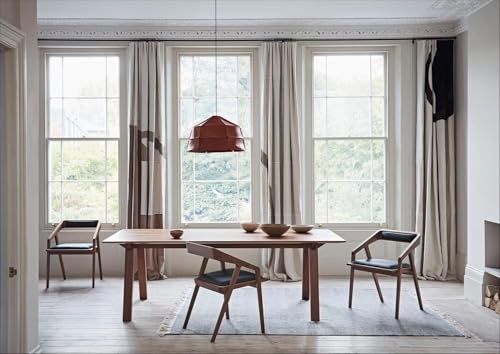 Image of Furniture Solid Wooden Modern Dining Chair with Arms, Upholstered Cushioned Seat, Walnut Finish seat Color Off (Blue Set Off 2)