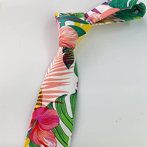 Image of Mantieqingway Floral Ties for Men Skinny Cotton Tie Flower Necktie
