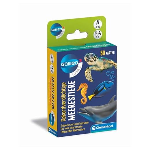 Clementoni Galileo Games Rekordverdächtige Meerestiere - Wissenskarten über Tiere aus der Meereswelt - Spiel für Kinder ab 6 Jahren 59386