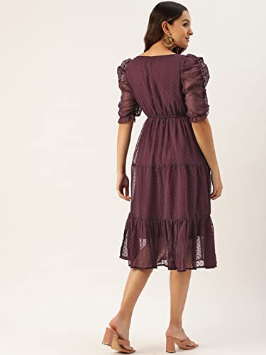 Image of Wisstler Women Midi Dress with Lining,Fashion Dress,MIDI Length Dress