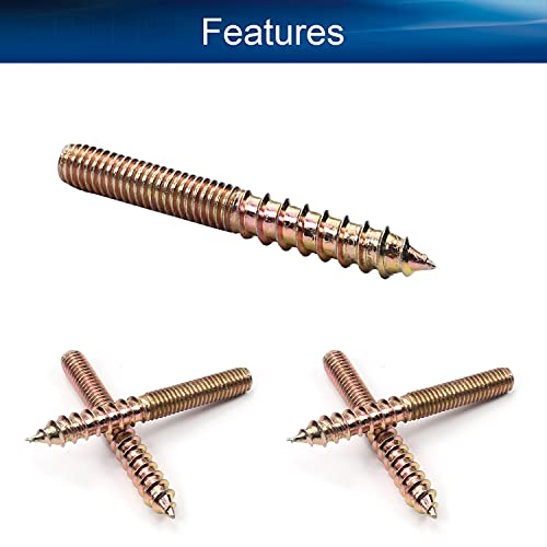 Image of Double Headed Hanger Bolts M6x50mm Carbon Steel Self-Tapping Screw for Pet Furniture, Outdoor Furniture, Household Furniture,Bronze 20PCS
