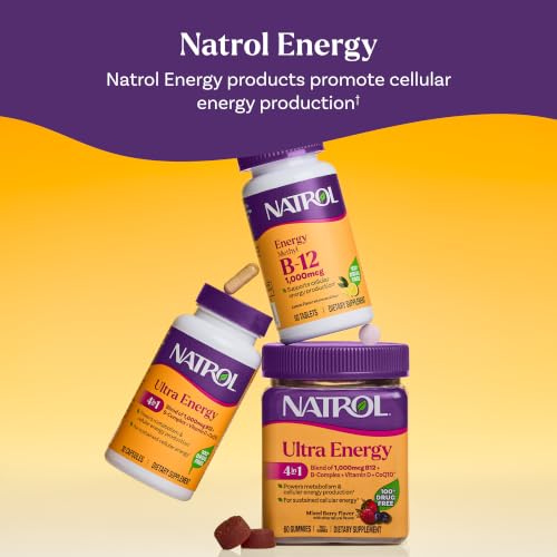 Natrol Ultra Energy 4-in-1, B12, B Complex, Vitamin D, CoQ10, 30 Capsules - image 7