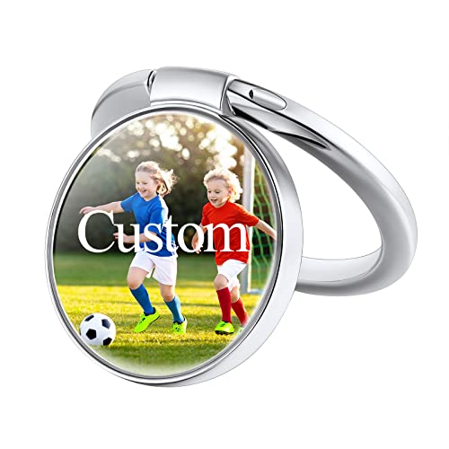 Phone Ring Holder with Customized Photo Logo Image Printed Stainless Steel Finger Grip Stand Hand Free Adhesive on Various Mobile Phone Cases Grip Stand