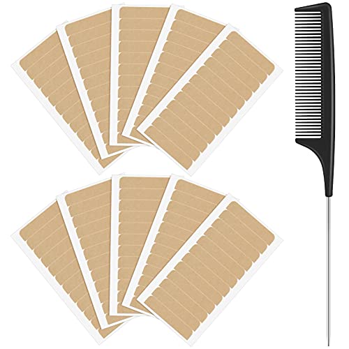 120 Pieces Hair Extension Tape Tabs Double Sided Adhesive Extension Replacement Tapes Strong No-Residue Adhesive Hair Extension Tape with Rat Tail Comb Stainless Steel Pintail Comb for Hair Extensions