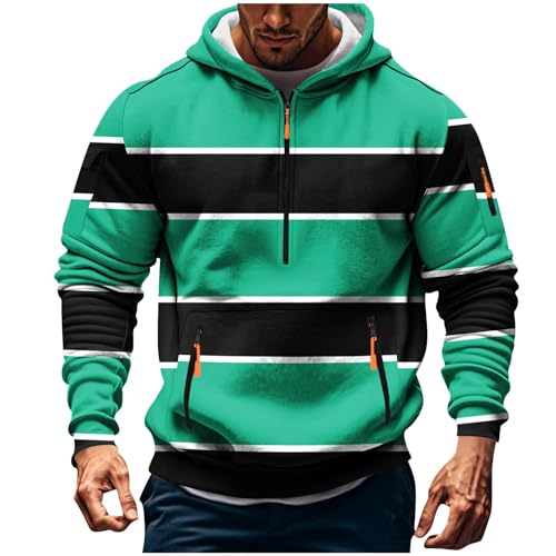 Plus Size Mens Sweatshirts Fashion Striped Color Block Zipper Hoodies with Pocket Fall Long Sleeve Casual Pullover2