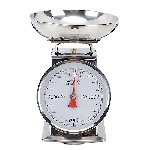 Tyenaza Balance Mécanique, Balance Alimentaire à Cadran en Acier Inoxydable De Haute Précision avec Bol Amovible pour la Cuisson en Cuisine(4KG)