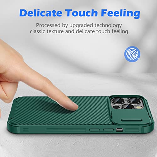 Image of imluckies Compatible with 6.1 inch iPhone 13 Pro Case with Slide Camera Cover, [Back Hard PC & Soft Bumper], Slim Protective & Full Camera Protection Scratch-Resistant Case (Green)