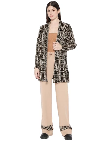 camey Women's Long Sleeve Front Open Shrug Woolen Co-Ord Set-picture-56