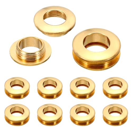 PATIKIL 12mm(1/2 Inch) Solid Brass Hole Eyelets, 10 Pcs Arc Surface Self Backing Grommets with Washer for Leather Craft, Brass Tone
