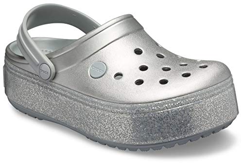 Crocs Crocband Platform Metallic Clog, Silver, 2 M US Little Kid