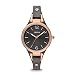 Fossil Women Georgia, Rose Gold-Tone Stainless Steel with Gray Leather Strap Watch, ES3077