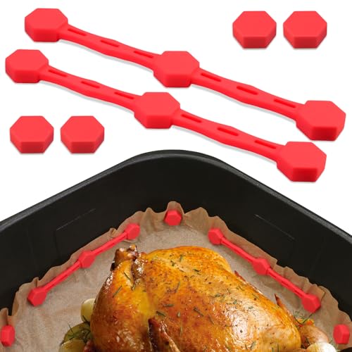 Dexspoeny Air Fryer Magnet Silicone Buckle for Holding Down Air Fryer Parchment Paper, Air Fryer Magnets for Parchment Paper, Lock Disposable Liners Safely Prevent Paper to Burn (Set of 2)