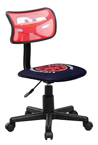 Image of Disney Pixar Cars Themed Rolling Desk Chair - Adjustable Height Swivel Chair with Mesh Back for Home or Office