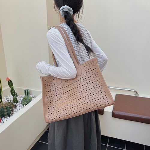 2 Pcs Hollowed Hobo Bags Women Trendy PU Leather Underarm Shoulder Bag Crossbody Purse Beach Travel Tote Handbag 20252