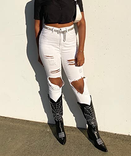 Cowboy Boots For Women Knee High Black Embroidered Mid Calf Chunky Block Heel Pointed-Toe Pull On Stitching Western Cowgirl Boots For Fashion Party Spider Web Costume Retro Two-Toned Shoes Size 10 #TOP3