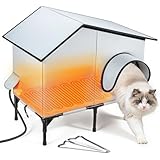 Heated Outdoor Cat House with Heater, Waterproof and Insulated Cat Shelter for Winter, Durable and Warm Cat Houses for Outdoor Cats, Ideal for Feral, Stray, and Barn Cats