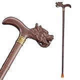 Wooden Walking Cane for Men & Women,Handmade Wooden Walking Stick With Wollectible Art,Dragon Head Wooden Walking Stick,Canes for Seniors Balance,High-End Wooden Walking Stick Suitable for Gift Giving