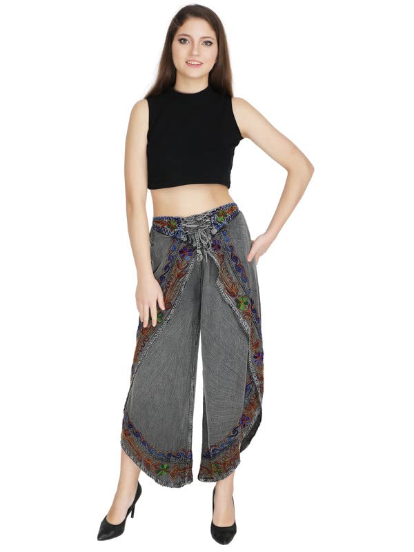 Rayon Women's Regular Fit Dhoti Pants Grey-image-1
