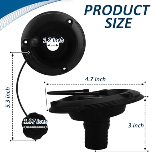 Image of RV Round Fresh Water Gravity Fill Hatch Inlet for RV Water Inlet Replacement, RV Water Fill Hatch, Camper Water Inlet Hatch, Trailer Water Fill Hatch Inlet - Black