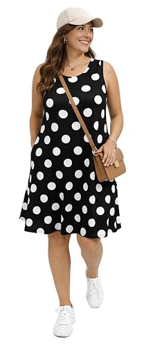 Image of Summer Dresses for Women 2026 Casual Sundresses Beach Cover Ups Sleeveless Tshirt Swing Dress with Pockets