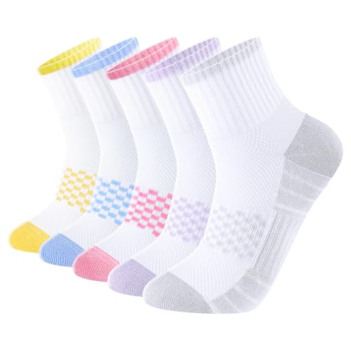 Image of YUEDGE Women's Athletic Quarter Ankle Socks, Anti-Blister Running Socks