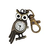 Retro Owl Pocket Watch Keychain, Court Style Watch Bronze Pocket Watches,Quartz Pocket Watches with Keychain