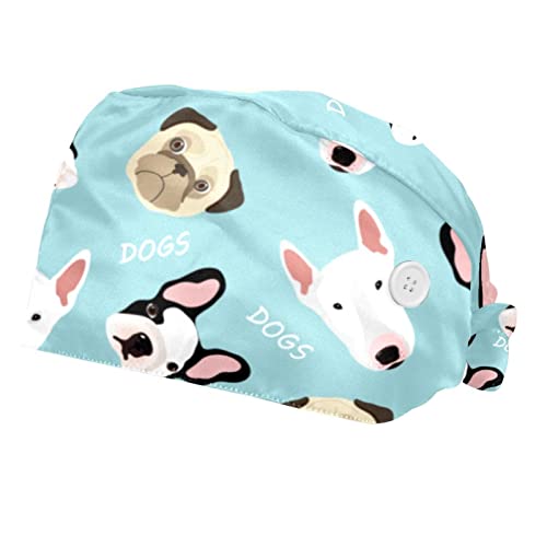 Casquettes de travail respirantes et anti-sueur JDEZ à motif carlins - Lot de 2