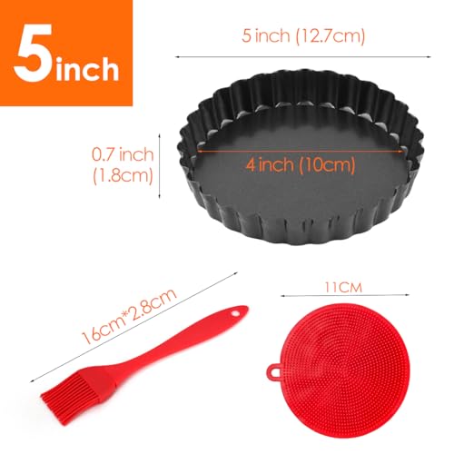 Gutsdoor Quiche Tins with Loose Base, 5inch/12cm Mini Tart Tins for Baking, Pie Dish,Non Stick Tart Mould Round Cheesecake Pans Set of 8 - Image 3