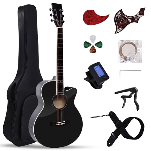 41' Acoustic Guitar for Beginners Adult Full Size Cutaway Guitarra Acustica Bundle with Gig Bag...