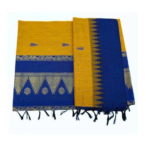 Image of Pure Kalyani Cotton Saree | Zari Border & Blouse Piece - Lata Gadwal Design | Traditional Saree
