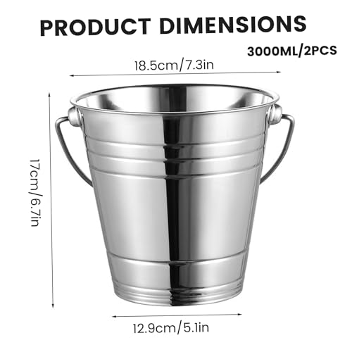 Enfriador de vino de acero inoxidable plateado con asas y base reforzada, pack de 2 de 3000 ml 4