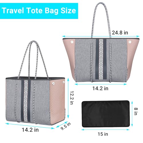 Image of IBFUN Neoprene Tote Bag Large Beach Bag for Women Pool Gym Tote Bag Travel Tote Bag