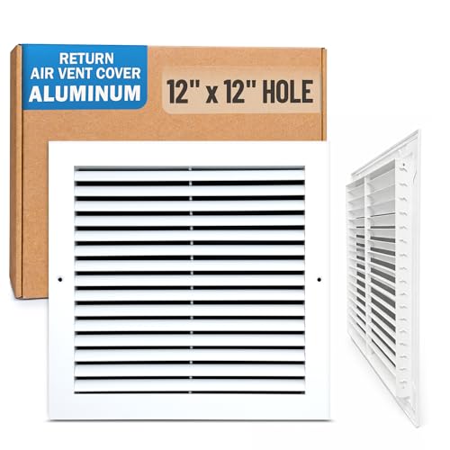 Fits 12x12 Hole | Aluminum Return Air Grille by Handua | Vent Cover Grill for Sidewall and Ceiling | Rust Free | Durable Powder Coating | HVAC Cold Air Intake Grille | White by Handua - Used condition - US$33.69