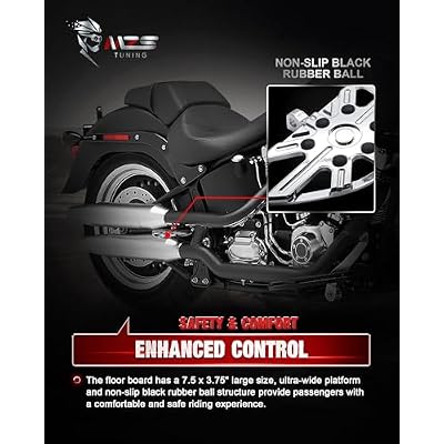 MZS Motorcycle Foot Pegs, Touring Front Floorboards Cruiser Rear Footboards Skeleton Chrome Compatible with Sportster Softail Dyna V Rod Road Glide Electra Street Glide Road King Trike 1984-2025