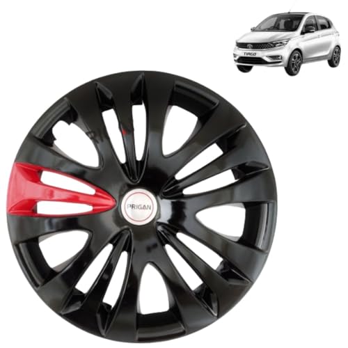 Image of Prigan Tiago (XB,XE & XM only) Black Red Wheel Cover 13 inch for Uno (Set of 4 Pcs) (Press Fitting) Model- Camry Black Red 13